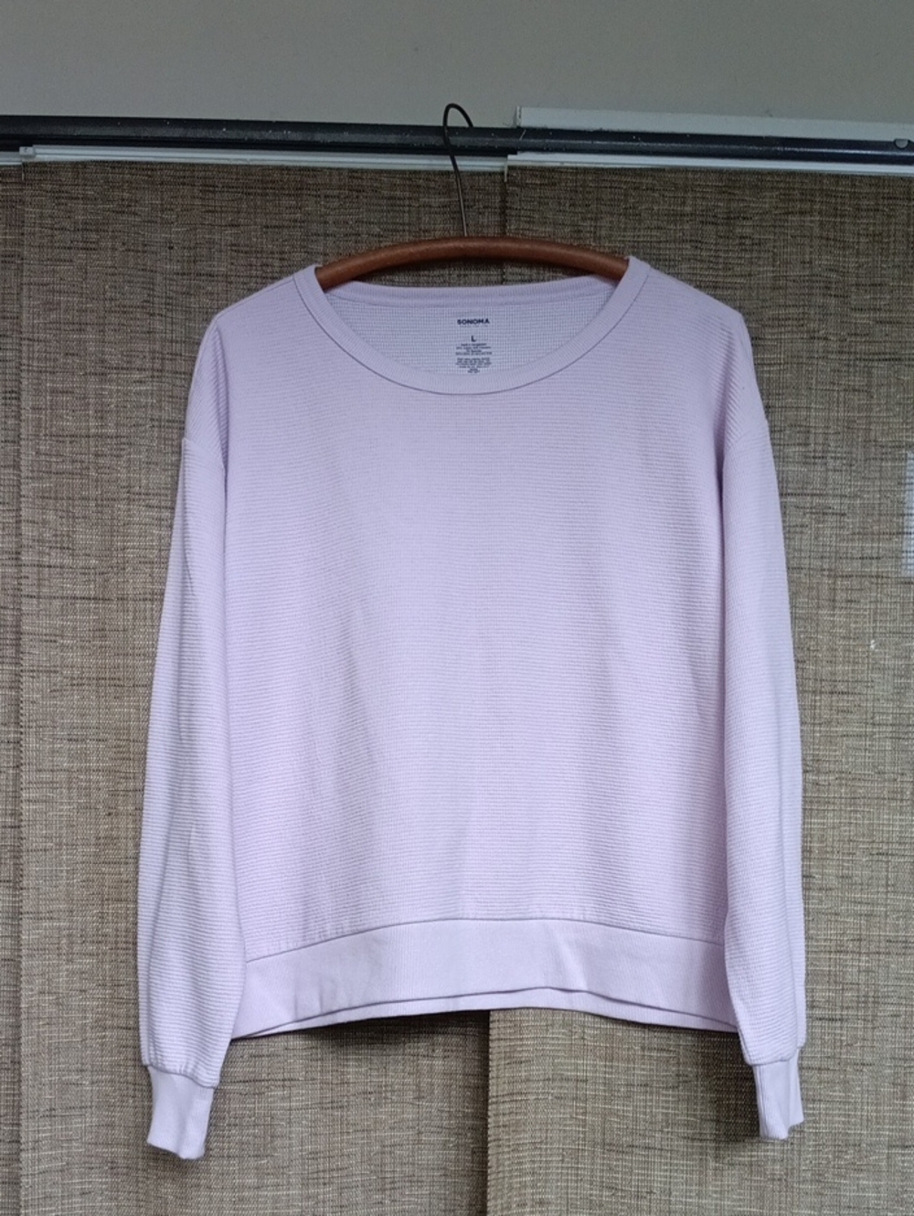 Sonoma Light Pink Crewneck Waffle-Knit Pullover